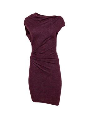 Helmut Lang Sonar Asymmetric Wool Dress (Burgundy) – Size P